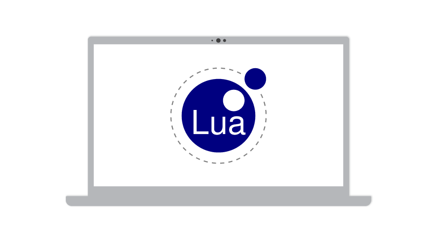 Lua logo displayed on a laptop screen.